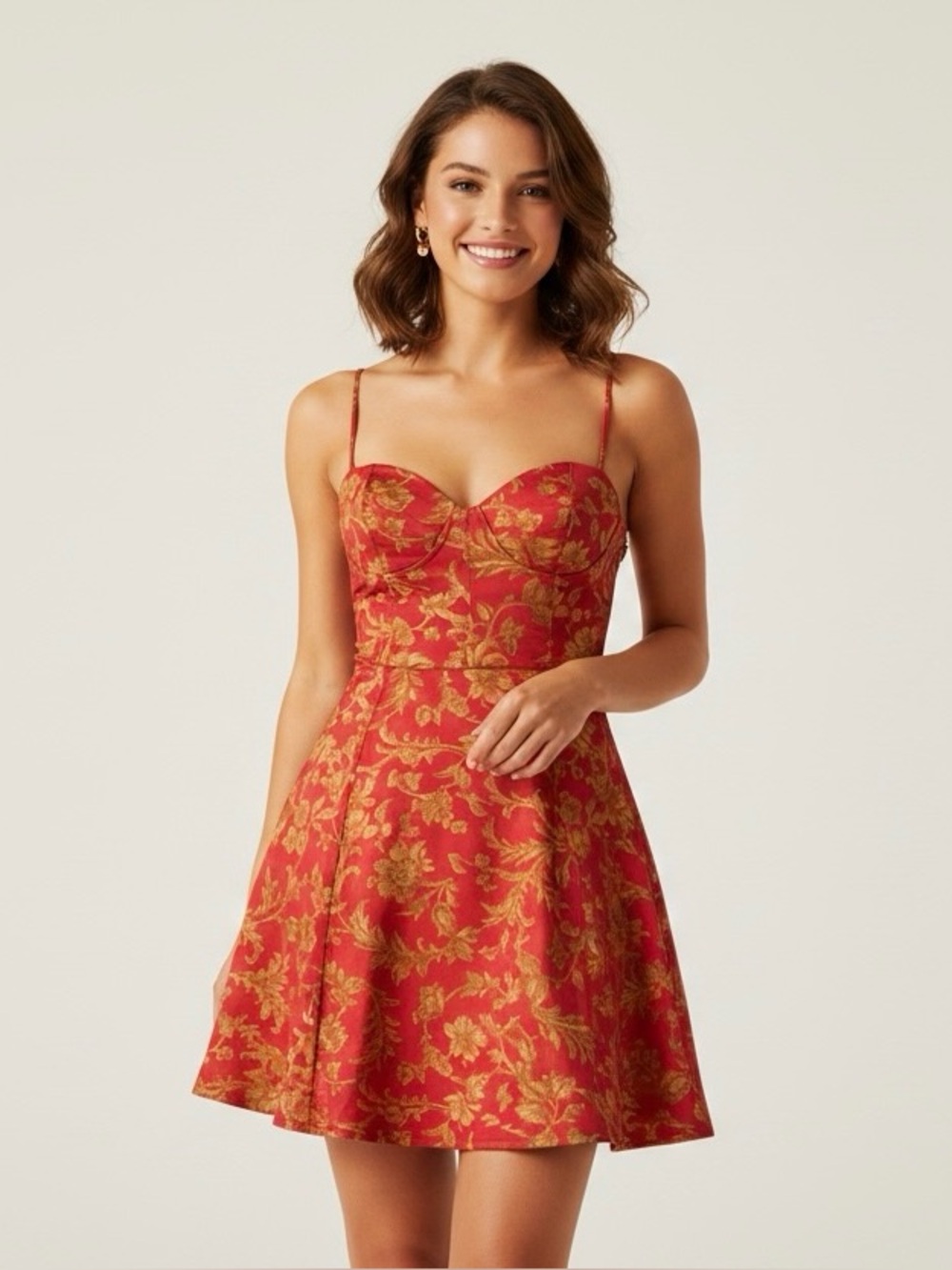Urban Outfitters Red Corset Fit & Flare Mini Dress | Y2K Going Out Dress Sz S